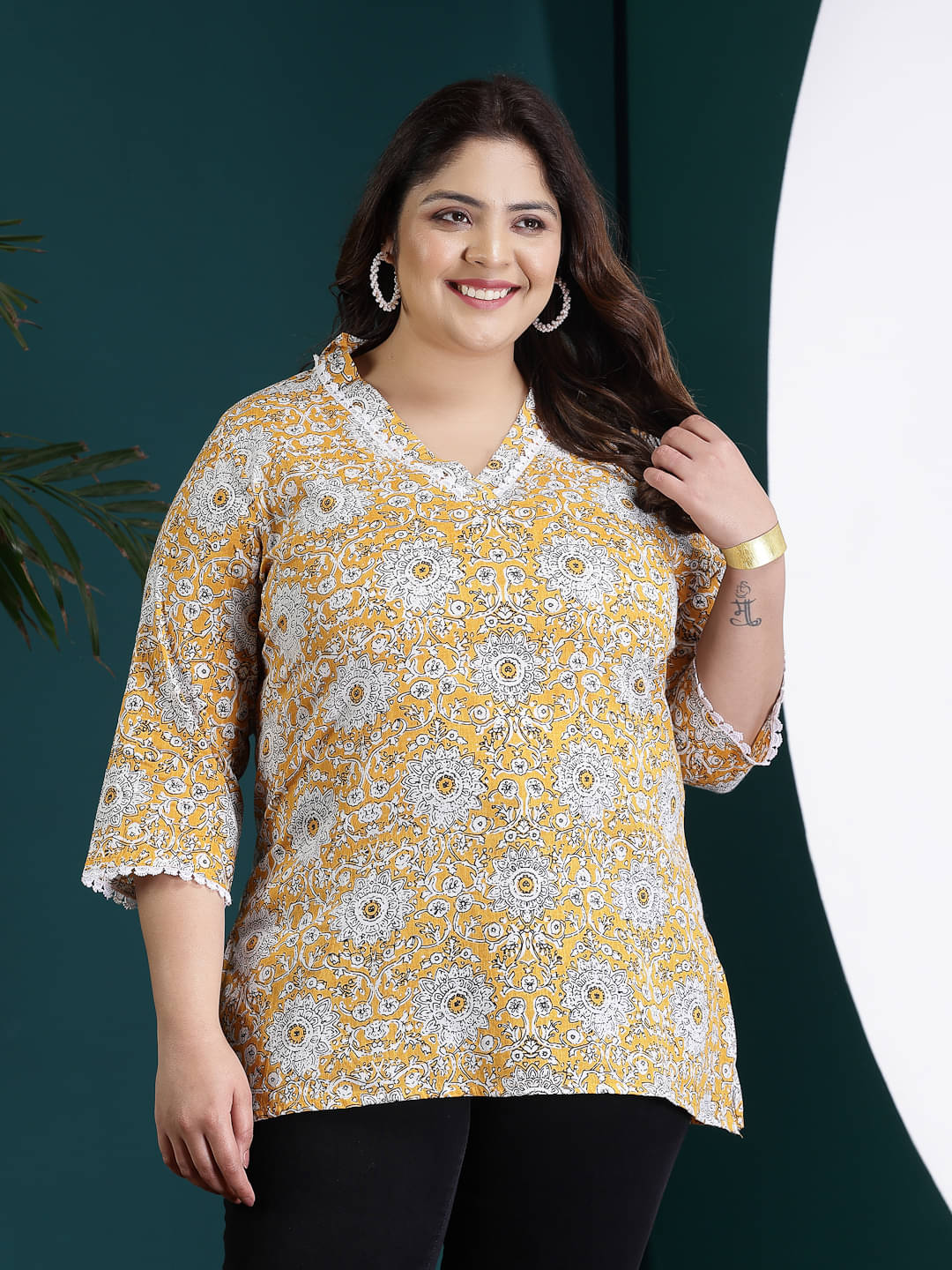 Little More By Stylum Women's Cotton Tunic ( Mustard ) Little More By Stylum Women's Cotton Tunic ( Mustard )