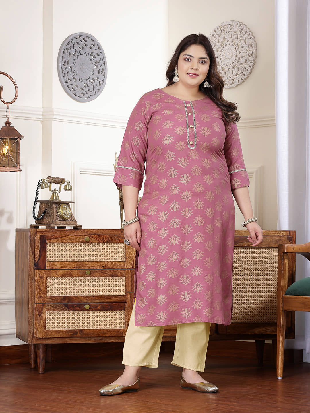 Little More By Stylum Rayon Printed Straight Women's Kurti - Wine ( Pack of 1 ) - Kurtis, Tunics | Buy online on ZillyBuy