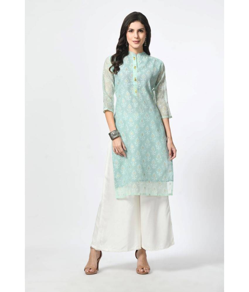     			MAURYA Chanderi Solid Straight Women's Kurti - Mint Green ( Pack of 1 )