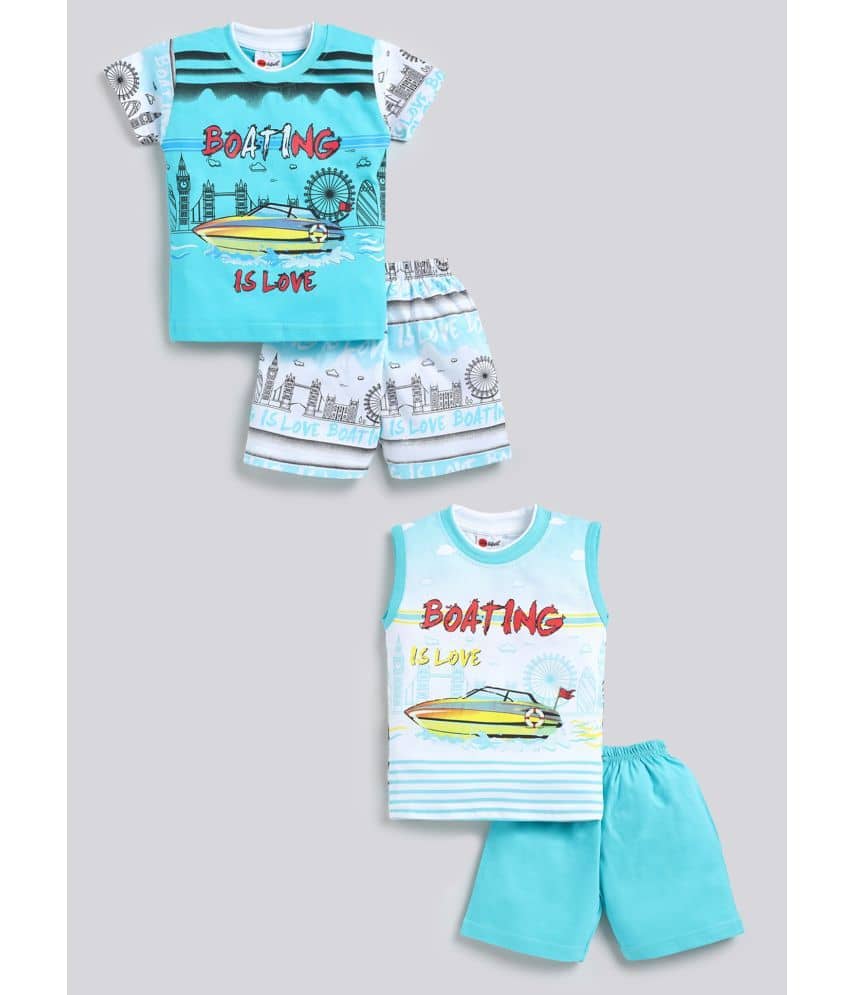 Mars Infiniti Pack of 2 Boys Cotton T-Shirt & Shorts Set ( Green )