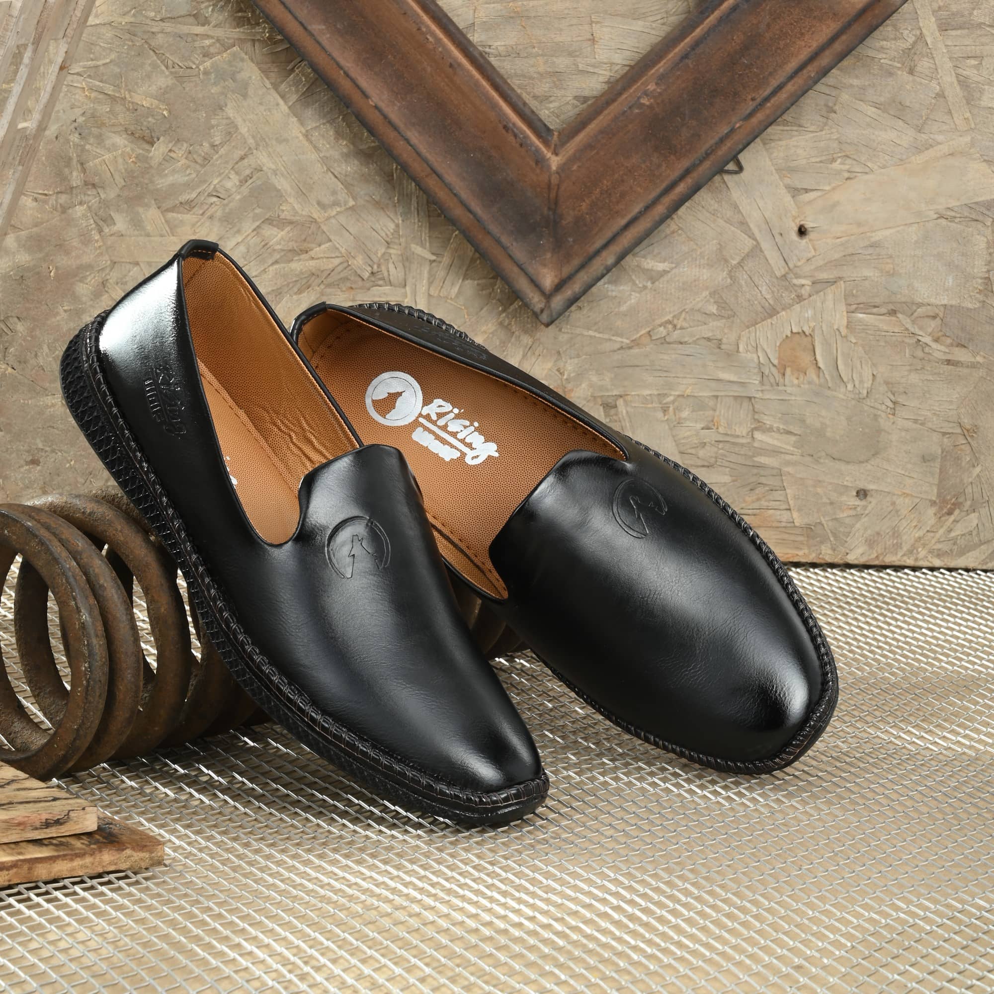 Rising Wolf Black Men's Slip on - Formal Shoes | Buy online on ZillyBuy
