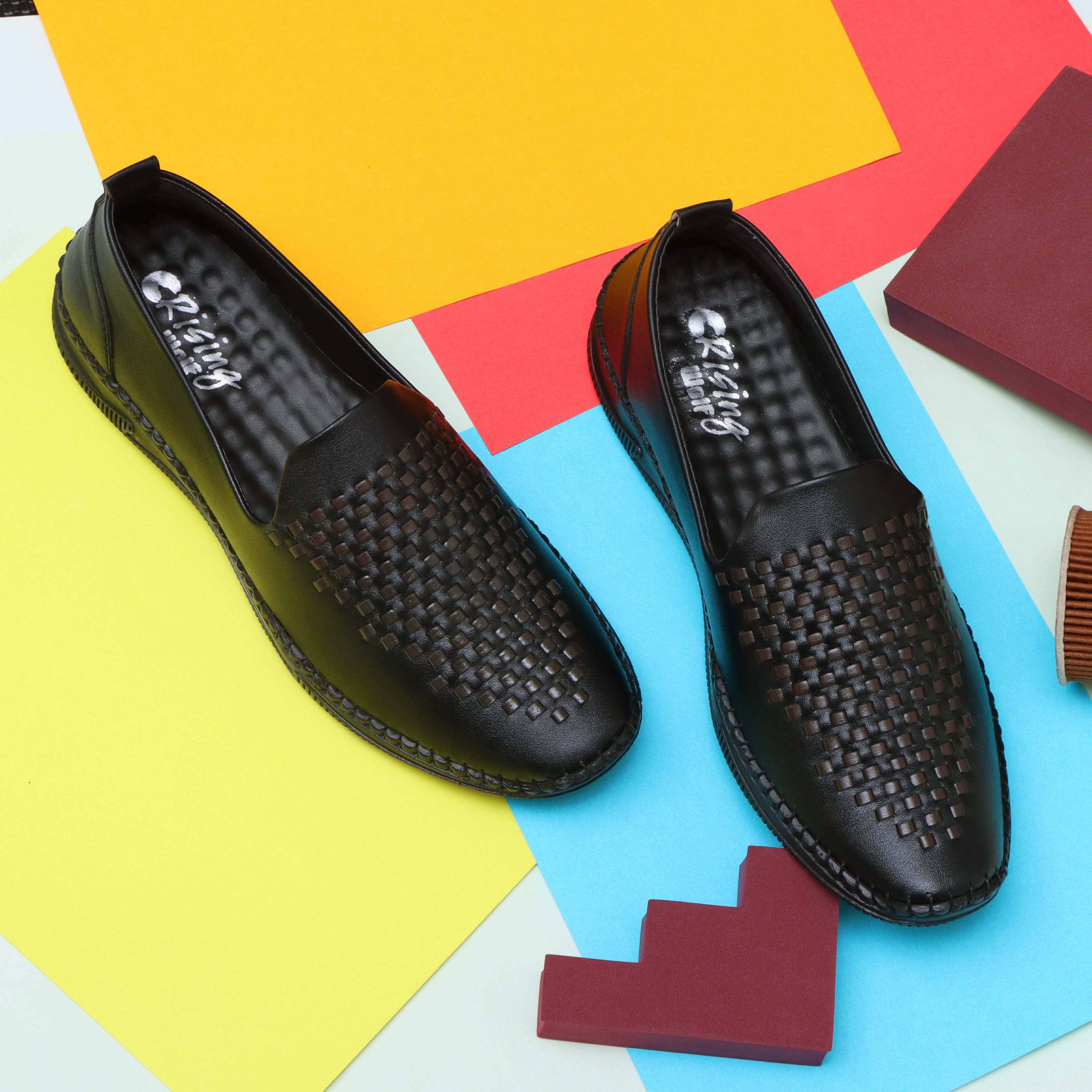Rising Wolf Black Men's Slip on - Formal Shoes | Buy online on ZillyBuy