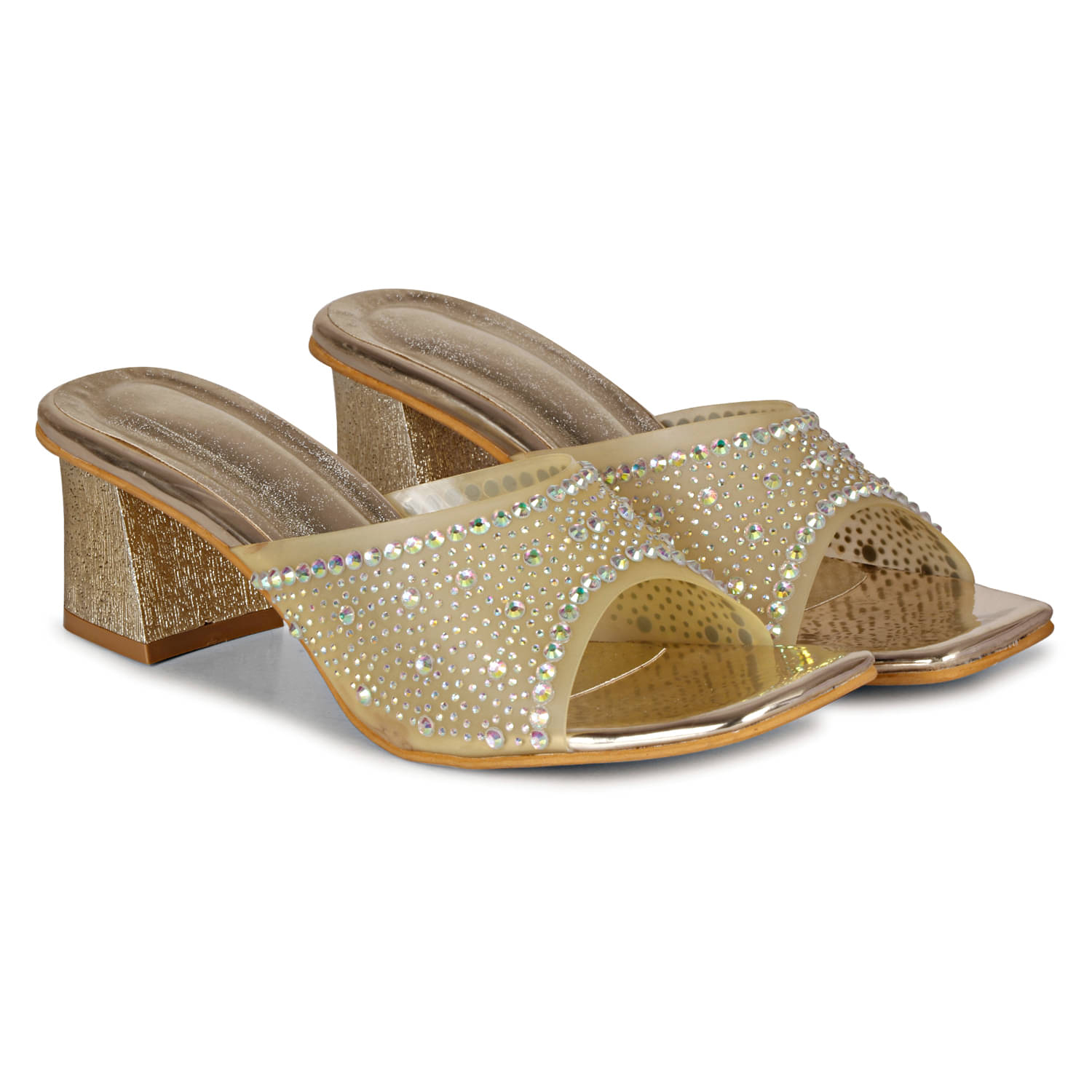     			Saheb Gold Women's Slip On Heels