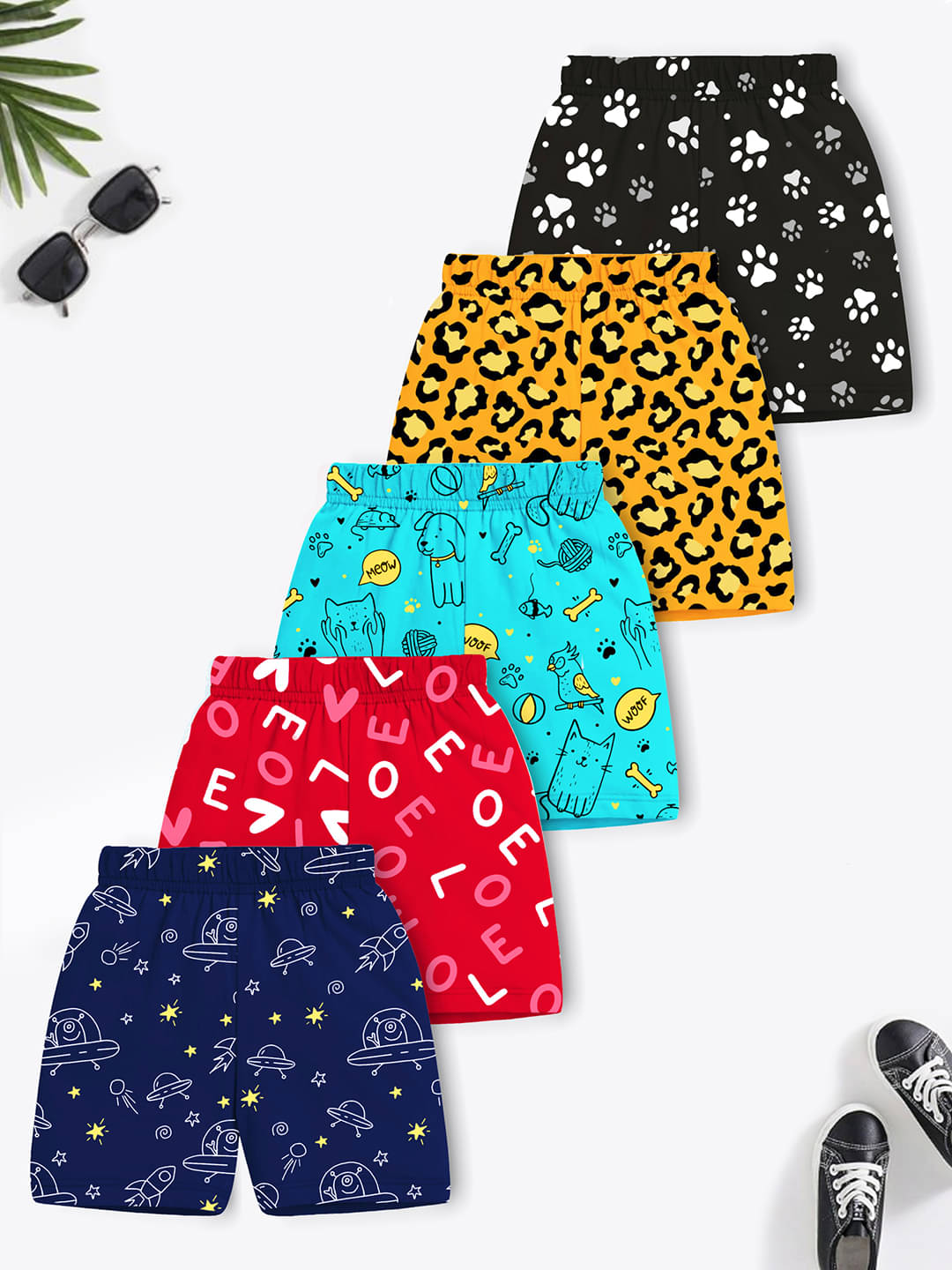     			Trampoline Pack of 5 Cotton Shorts For Boys ( Multicolor 7 )
