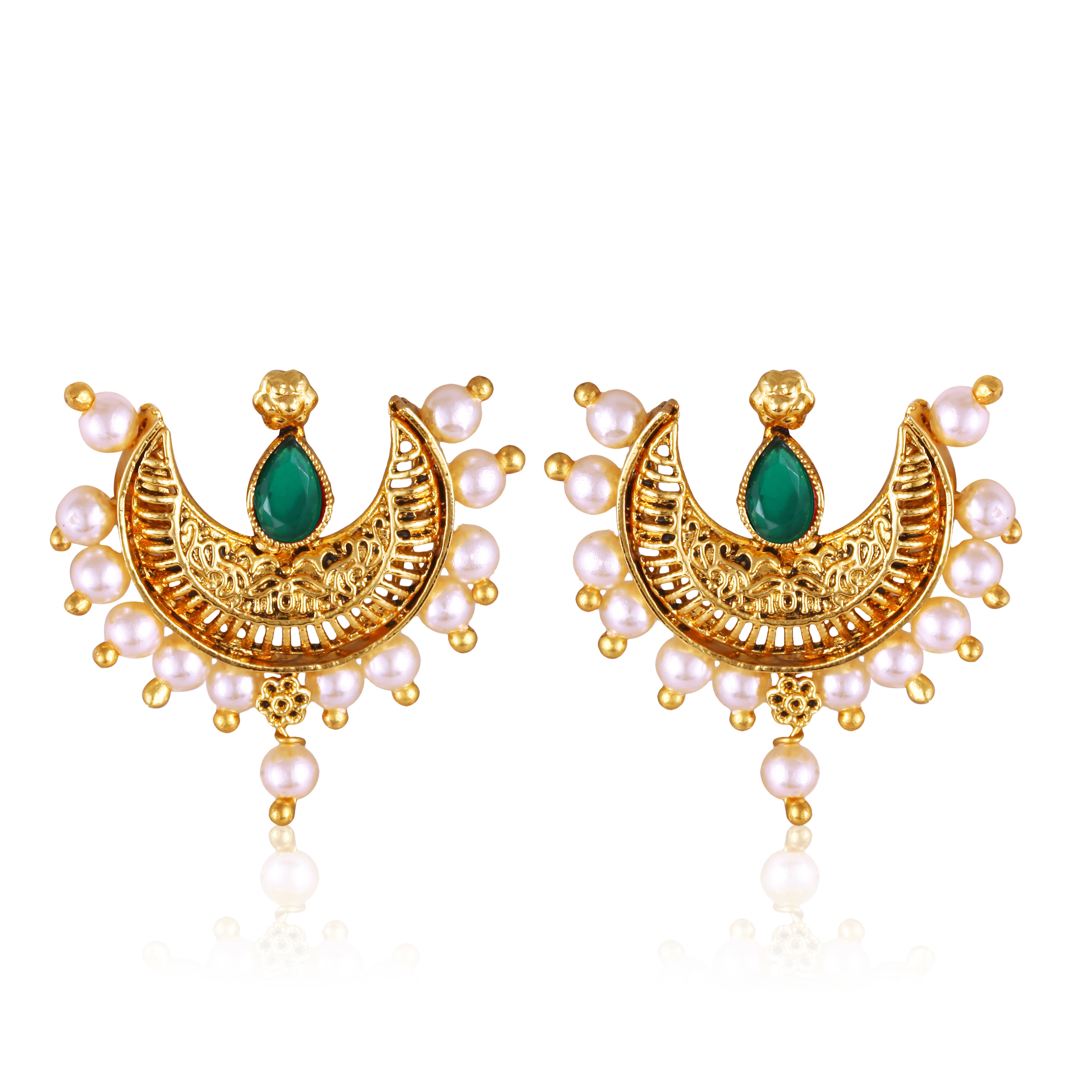     			Vighnaharta Green Chandbalis Earrings ( Pack of 1 )