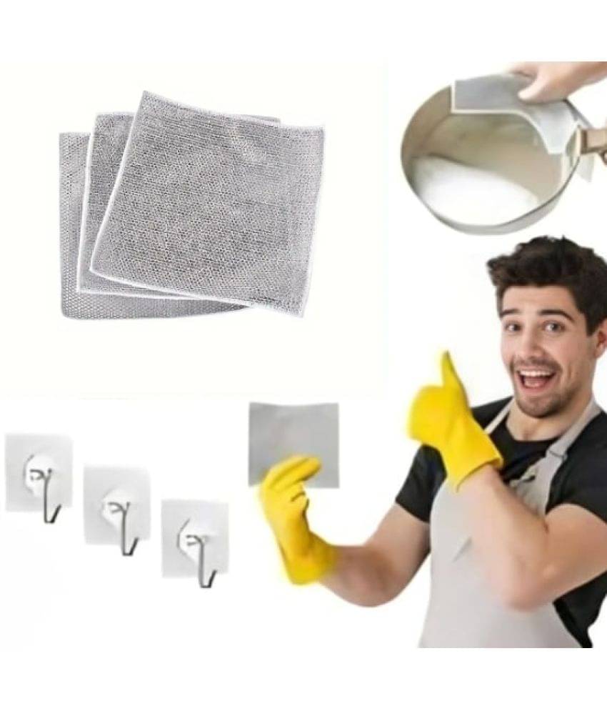     			dust n shine Non-Scratch Wire Dish Wash Cloth Scrubber, Hooks & Glove( Set of 7 )