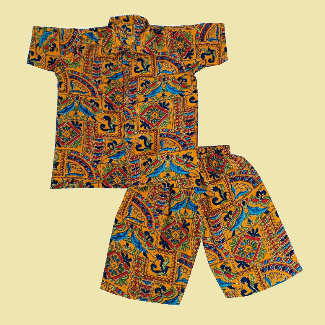 harshvardhanmart.com Pack of 1 Boys Cotton Blend Shirt & Shorts Set ( Mustard )