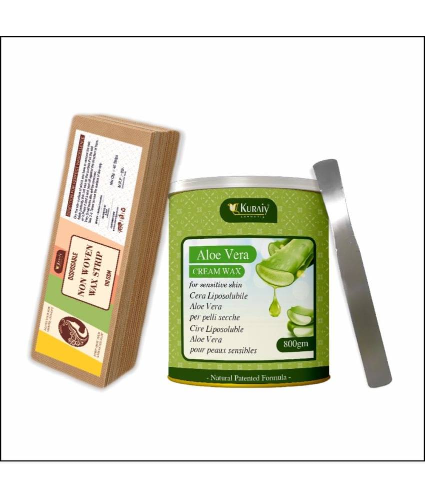 KURAIY Aloevera Wax for Hair Removal - 800gm extracts + 40 Wax Strips +1 Steel Knife KURAIY Aloevera Wax for Hair Removal - 800gm extracts + 40 Wax Strips +1 Steel Knife