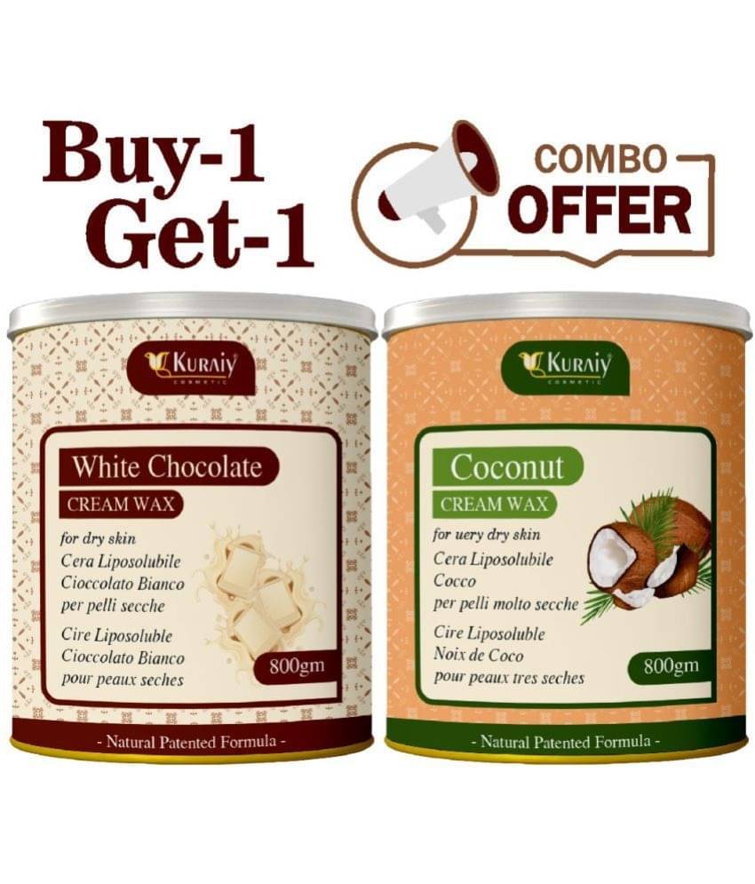     			KURAIY White Chocolate And Coconut Wax for Smooth Hair Removal - 800gm extracts (Pack of 2)