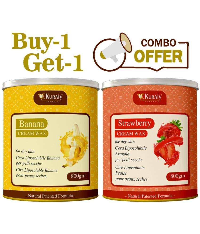 KURAIY Strawberry And Banana Wax for Smooth Hair Removal - 800gm extracts (Pack of 2) KURAIY Strawberry And Banana Wax for Smooth Hair Removal - 800gm extracts (Pack of 2)