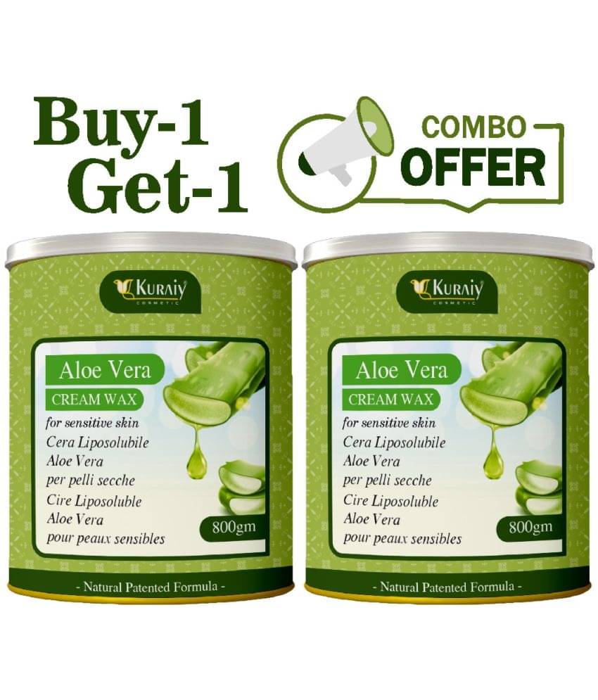     			KURAIY Aloevera Wax for Smooth Hair Removal - 800gm Aloevera For all skin types (Pack of 2)