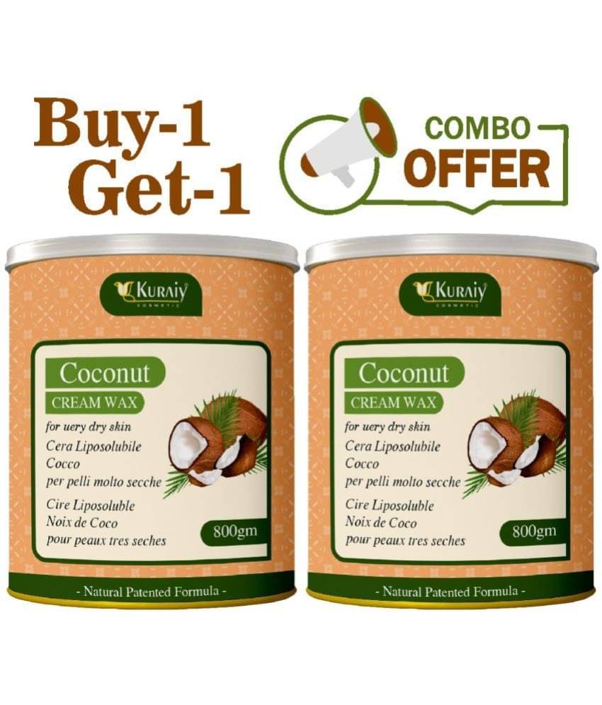 KURAIY Coconut Wax for Smooth Hair Removal - 800gm Coconut extracts (Pack of 2)     			KURAIY Coconut Wax for Smooth Hair Removal - 800gm Coconut extracts (Pack of 2)