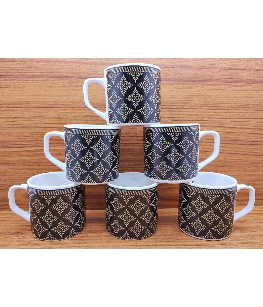     			Laghima jadon Printed Design Solid Ceramic Tea Cup 200 ml ( Pack of 6 )
