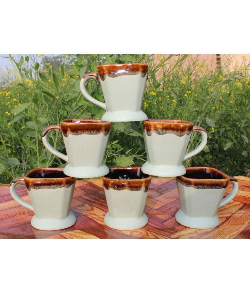 Laghima jadon Square Bucket Shape Solid Ceramic Tea Cup 80 ml ( Pack of 6 ) Laghima jadon Square Bucket Shape Solid Ceramic Tea Cup 80 ml ( Pack of 6 )