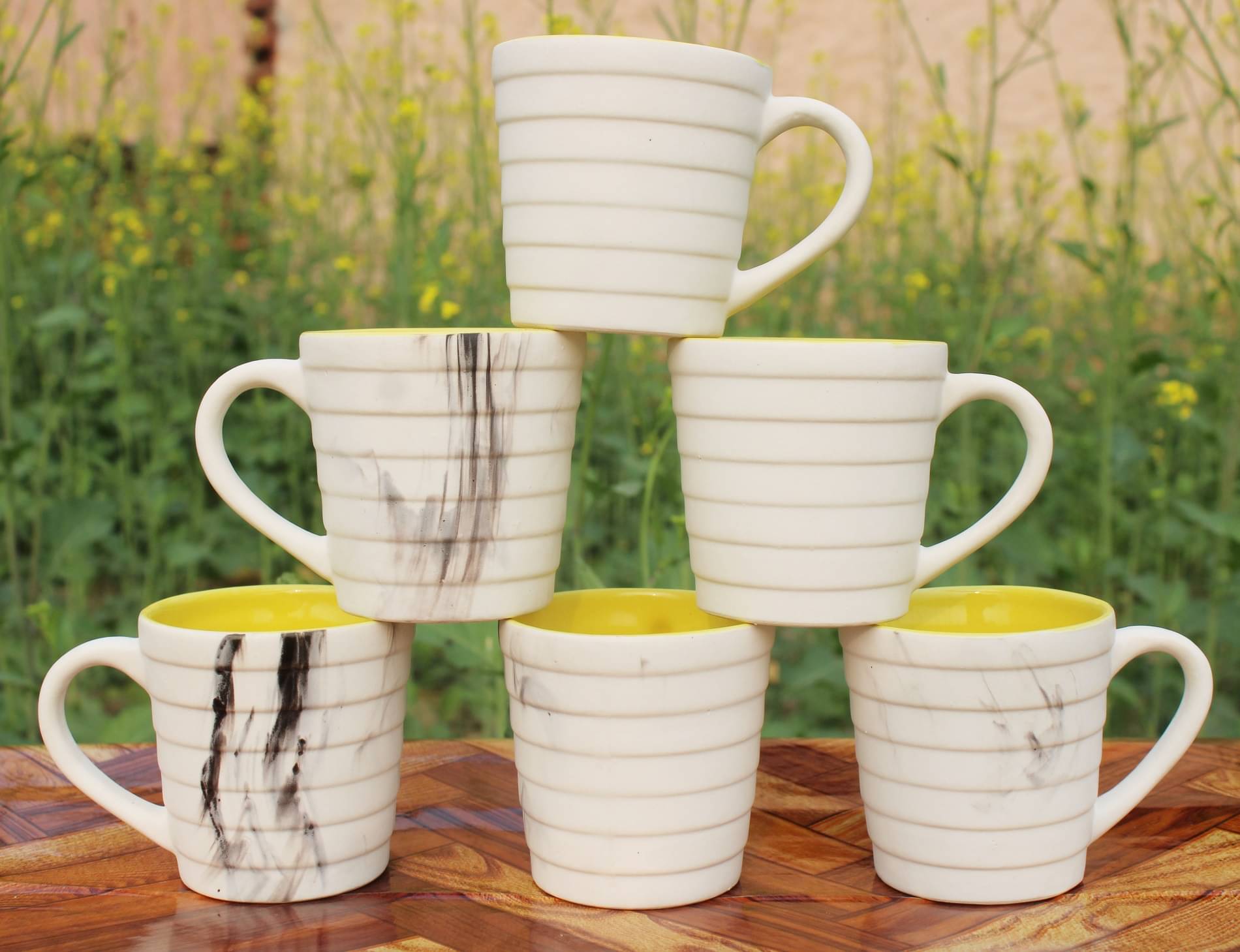     			Laghima jadon U Shape Ring Solid Ceramic Tea Cup 160 ml ( Pack of 6 )