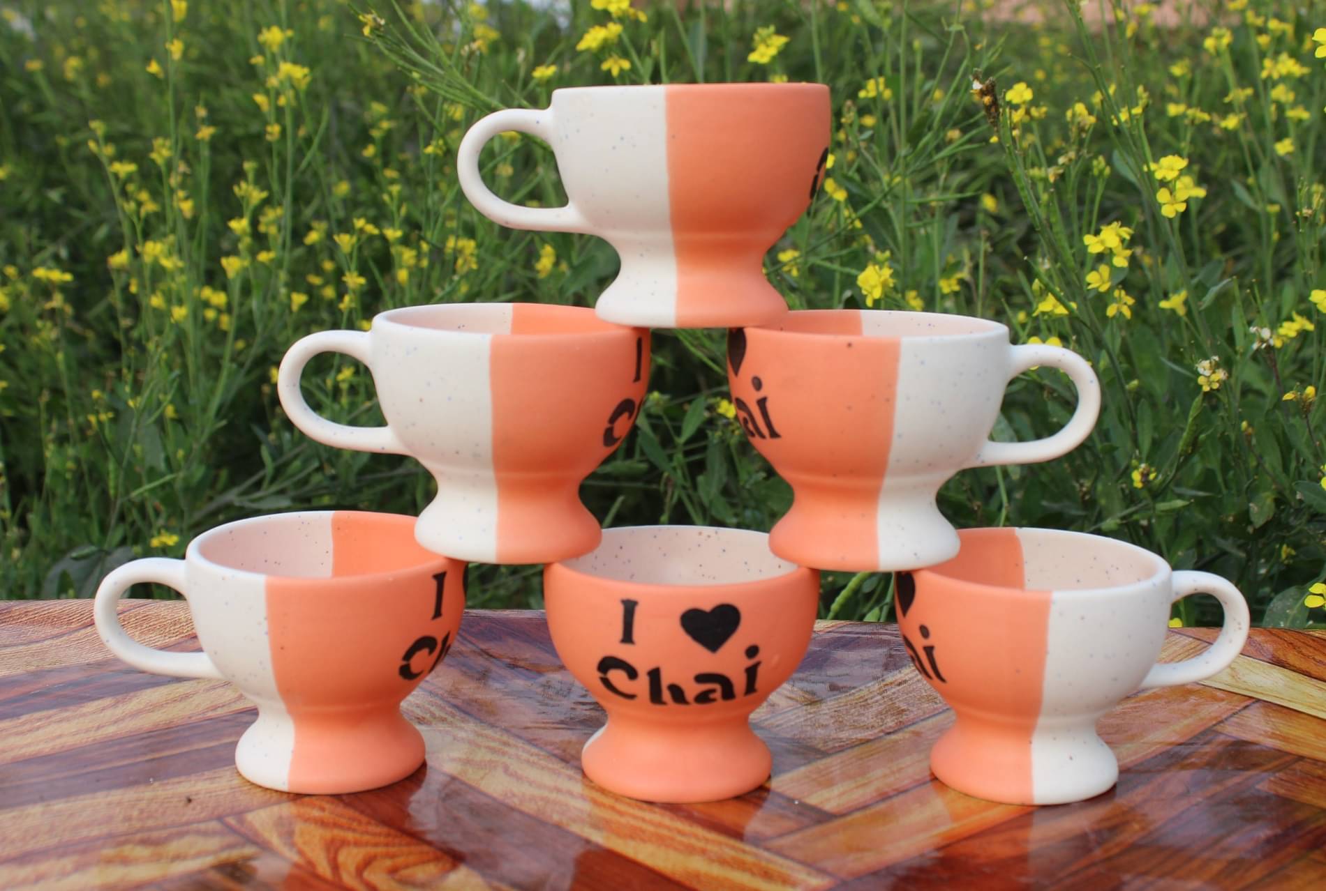 Laghima jadon Worldcup Shape Peach Solid Ceramic Tea Cup 80 ml ( Pack of 6 ) Laghima jadon Worldcup Shape Peach Solid Ceramic Tea Cup 80 ml ( Pack of 6 )