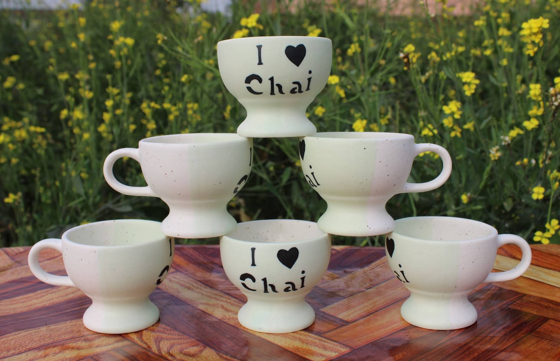     			Laghima jadon Worldcup Shape Solid Ceramic Tea Cup 80 ml ( Pack of 6 )