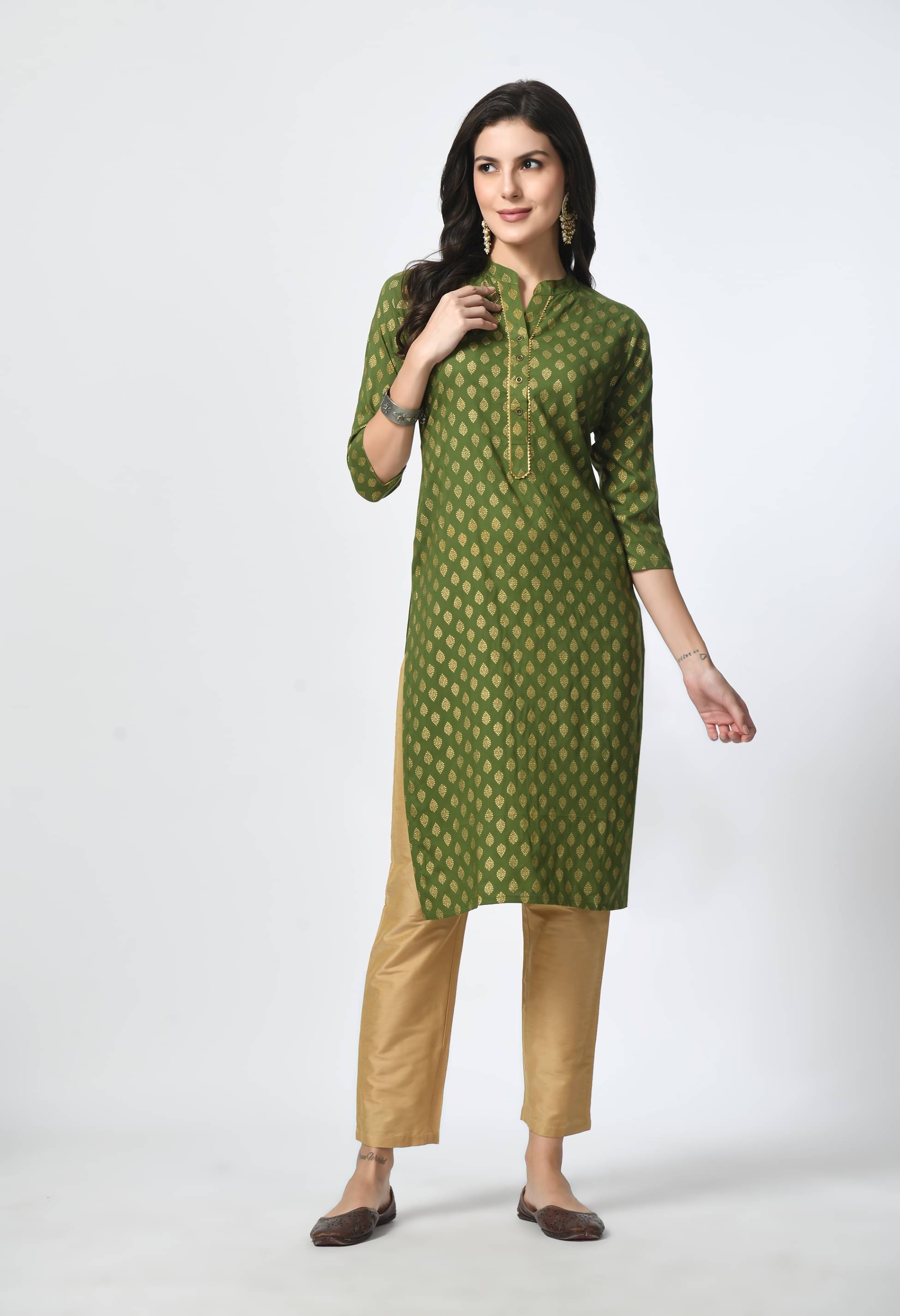     			MAURYA Rayon Printed Straight Women's Kurti - Green ( Pack of 1 )