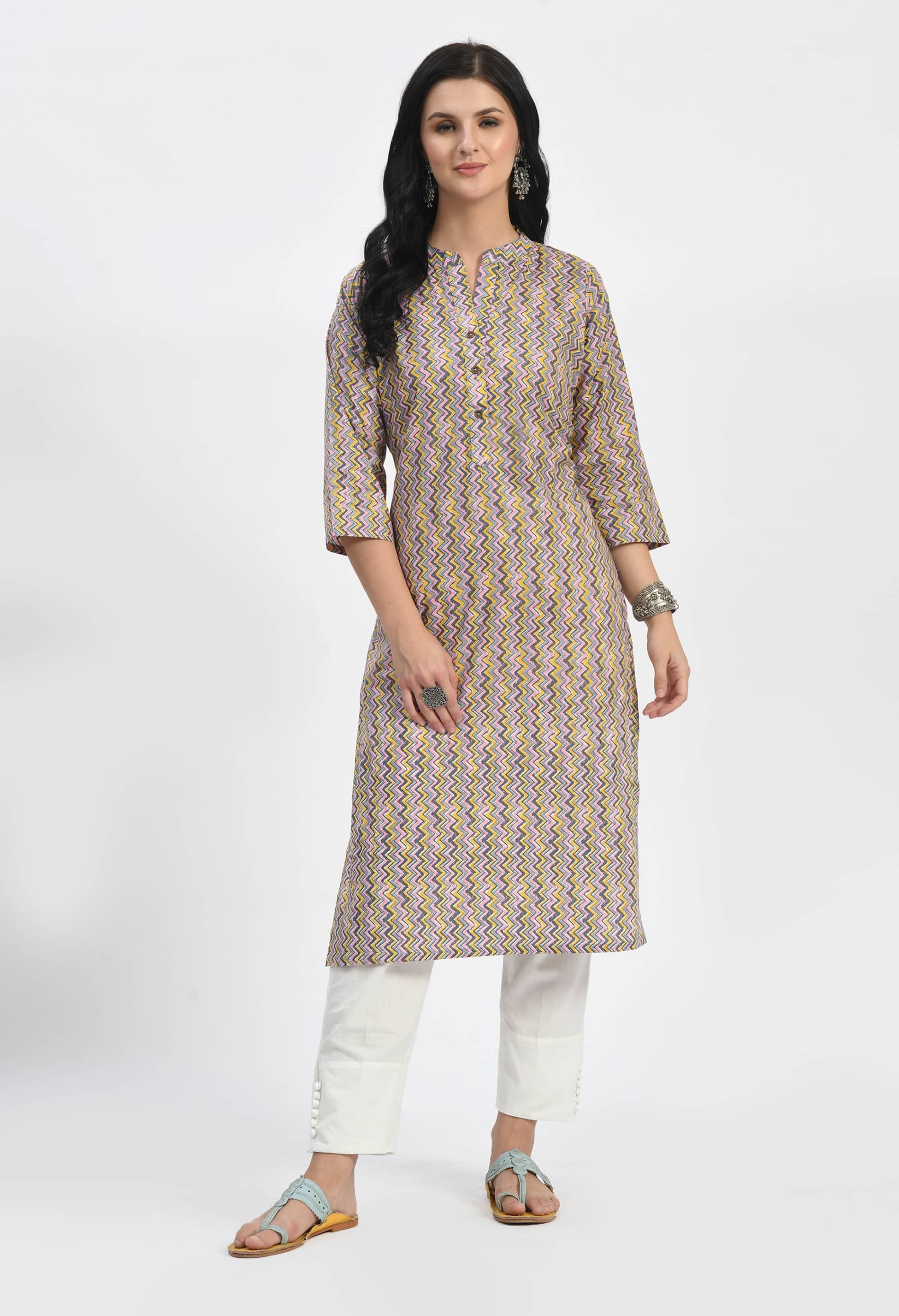     			MAURYA 100% Cotton Printed Straight Women's Kurti - Multicolor1 ( Pack of 1 )