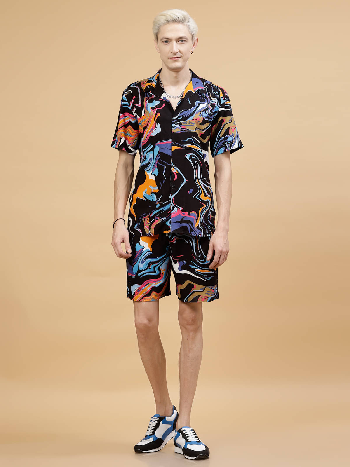     			Rigo Men's Shirt With Shorts Co-Ords Set ( Pack of 1 , Black )