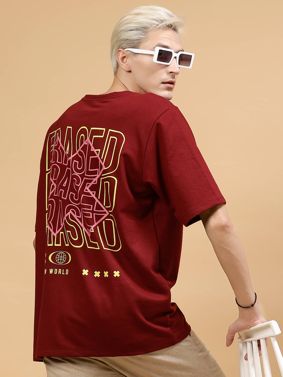     			Rigo Pack of 1 Cotton Oversized Fit Men's T-Shirt ( Maroon )