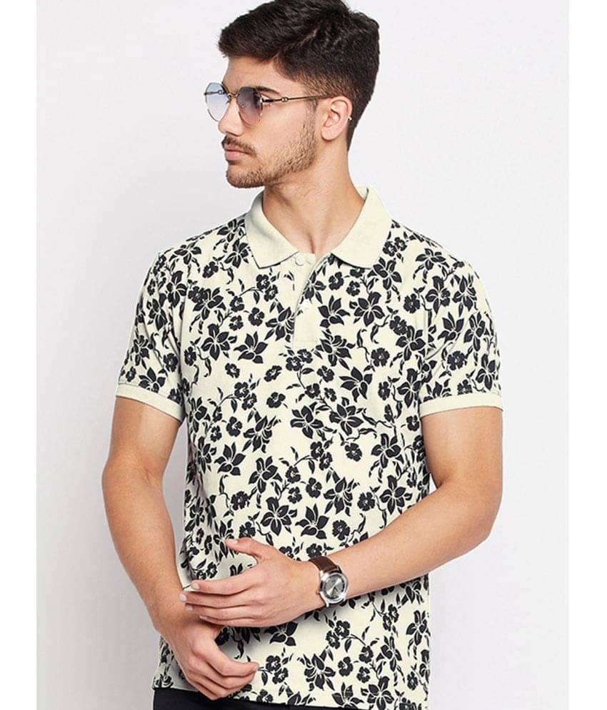 Riss Pack of 1 Cotton Blend Regular Fit Printed Half Sleeves Men's Polo T Shirt ( Beige ) Riss Pack of 1 Cotton Blend Regular Fit Printed Half Sleeves Men's Polo T Shirt ( Beige )