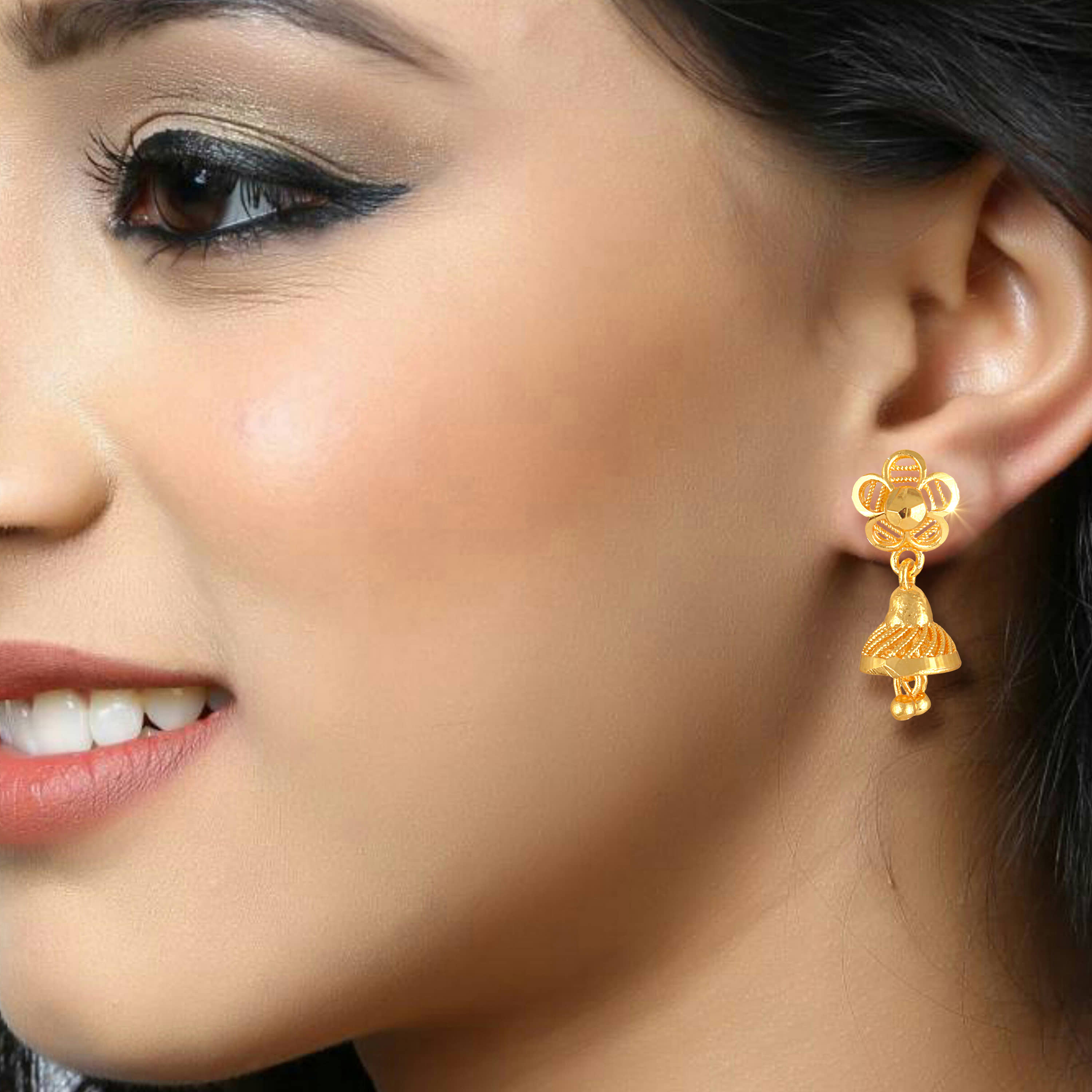 VIVASTRI Golden Jhumki Earrings ( Pack of 1 ) - Earrings | Buy online on ZillyBuy