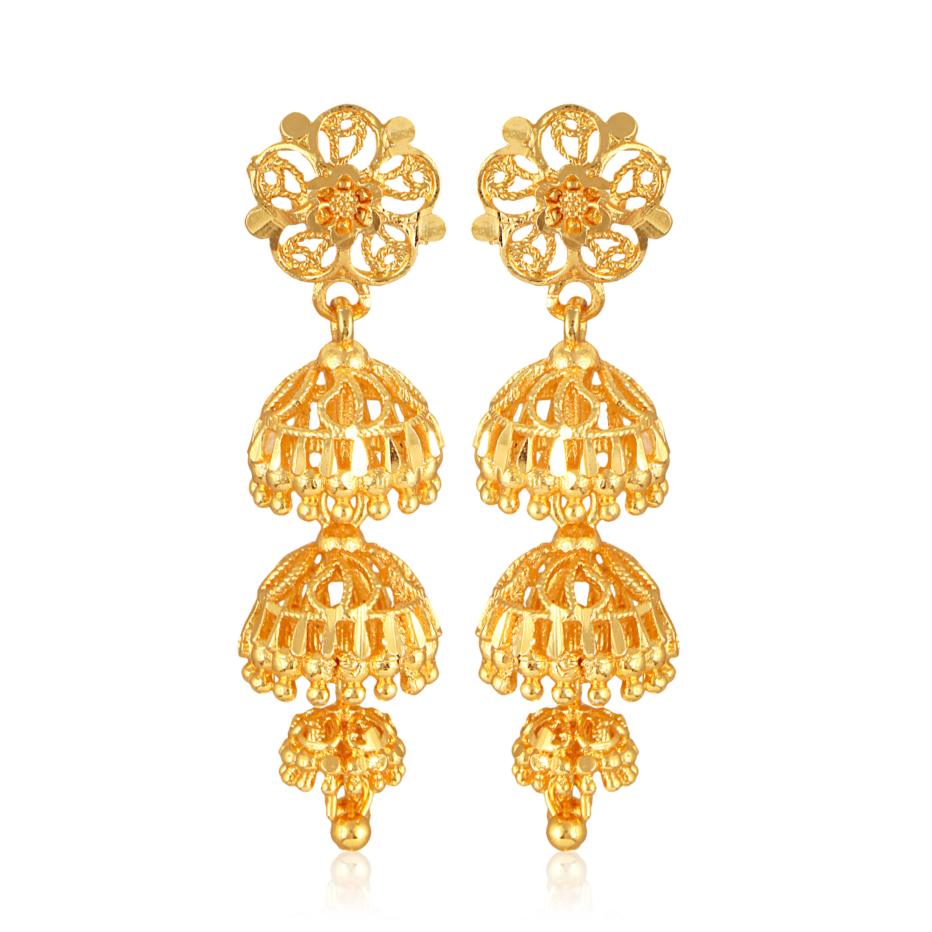 VIVASTRI Golden Jhumki Earrings ( Pack of 1 ) - Earrings | Buy online on ZillyBuy