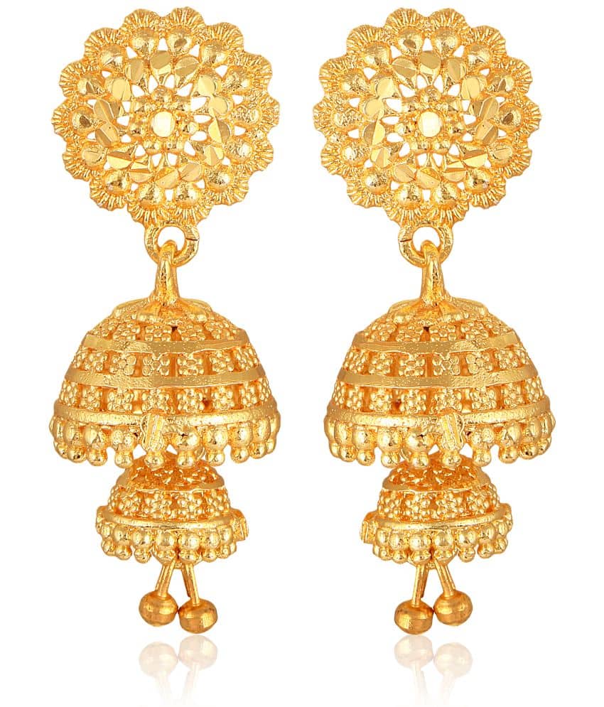 VIVASTRI Golden Jhumki Earrings ( Pack of 1 ) - Earrings | Buy online on ZillyBuy