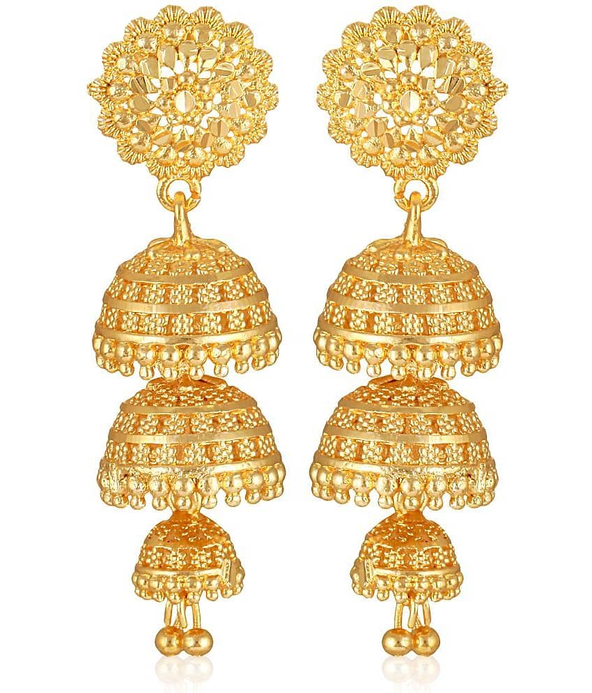 VIVASTRI Golden Jhumki Earrings ( Pack of 1 ) - Earrings | Buy online on ZillyBuy