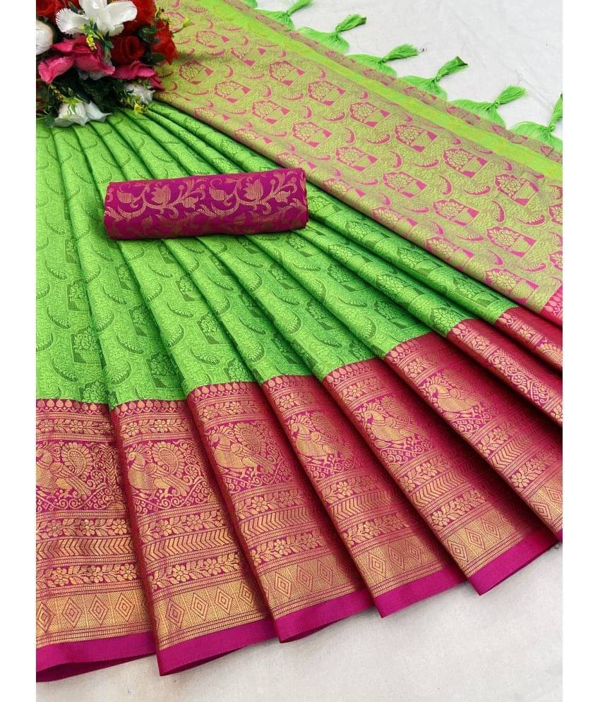Aika Art Silk Embellished Saree With Unstitched Blouse Piece ( Green ) Aika Art Silk Embellished Saree With Unstitched Blouse Piece ( Green )