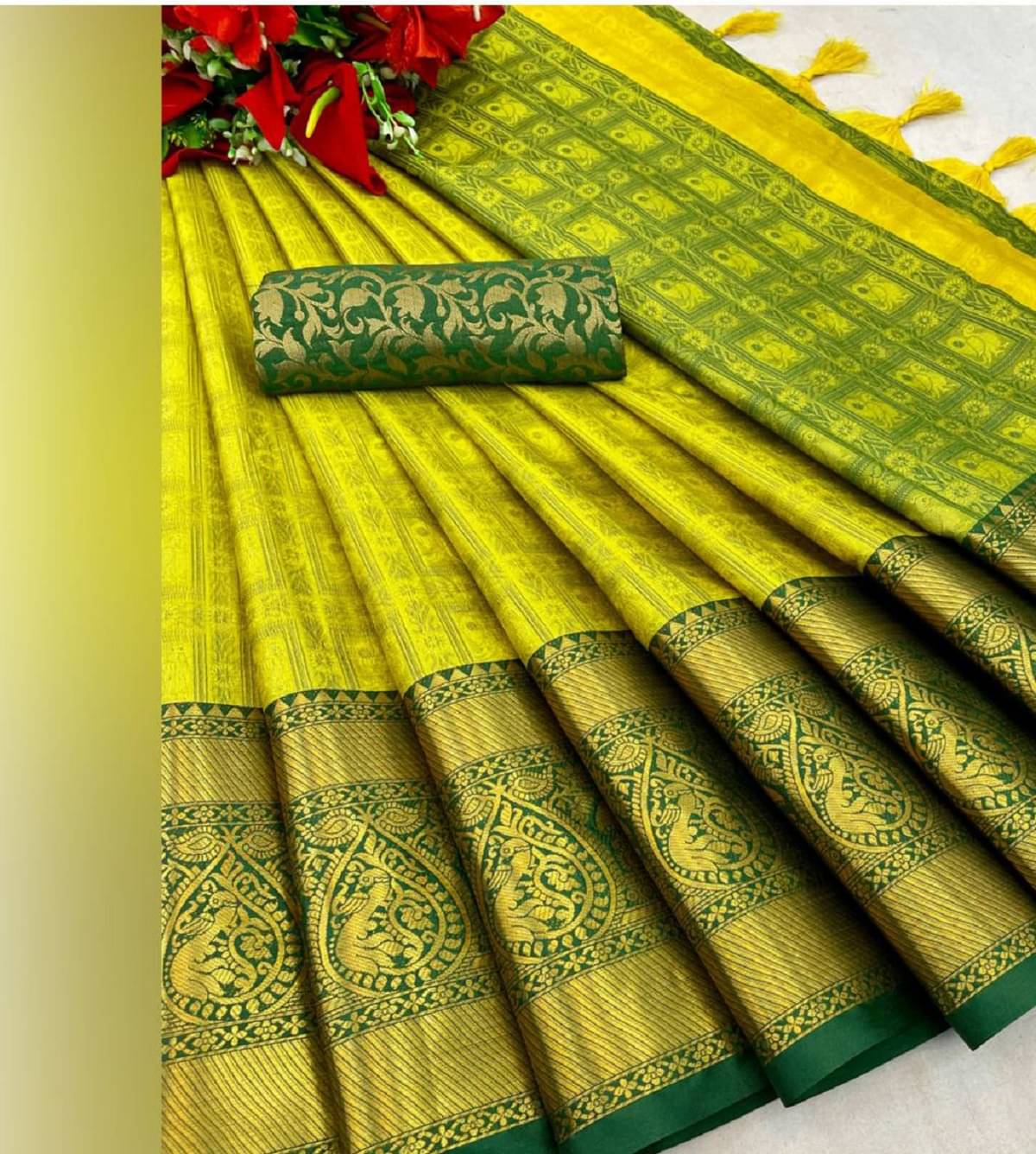 Aika Silk Embellished Saree With Unstitched Blouse Piece ( Lime Green ) Aika Silk Embellished Saree With Unstitched Blouse Piece ( Lime Green )