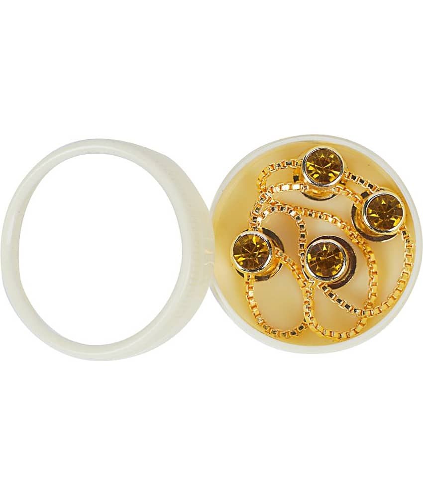 Brass Buttons Gold Plated Rodium Polished Yellow Gemstone Kurta Button For Men - Jewellery Sets | Buy online on ZillyBuy