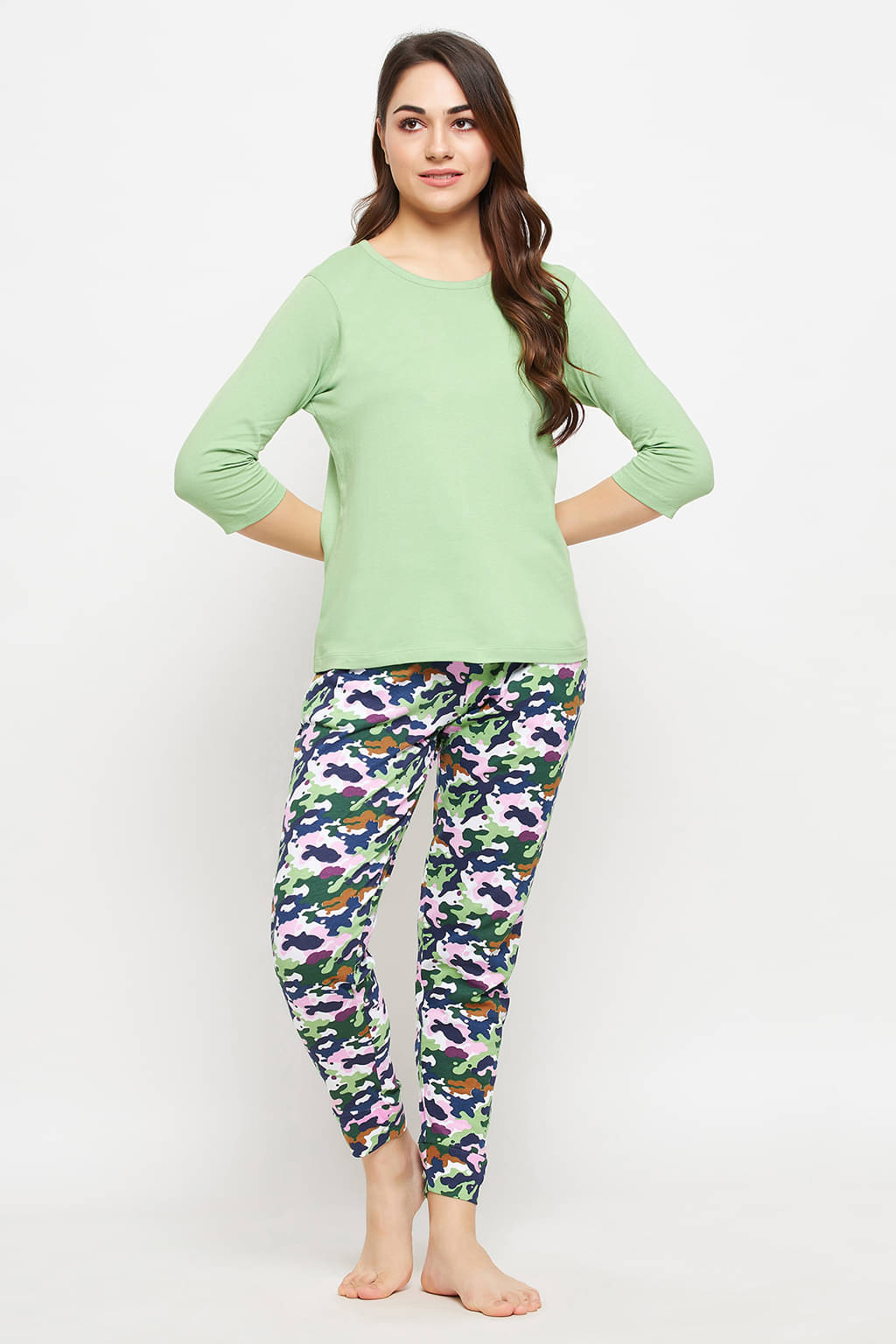     			Clovia Green Cotton Women's Nightwear Nightsuit Sets ( Pack of 1 )