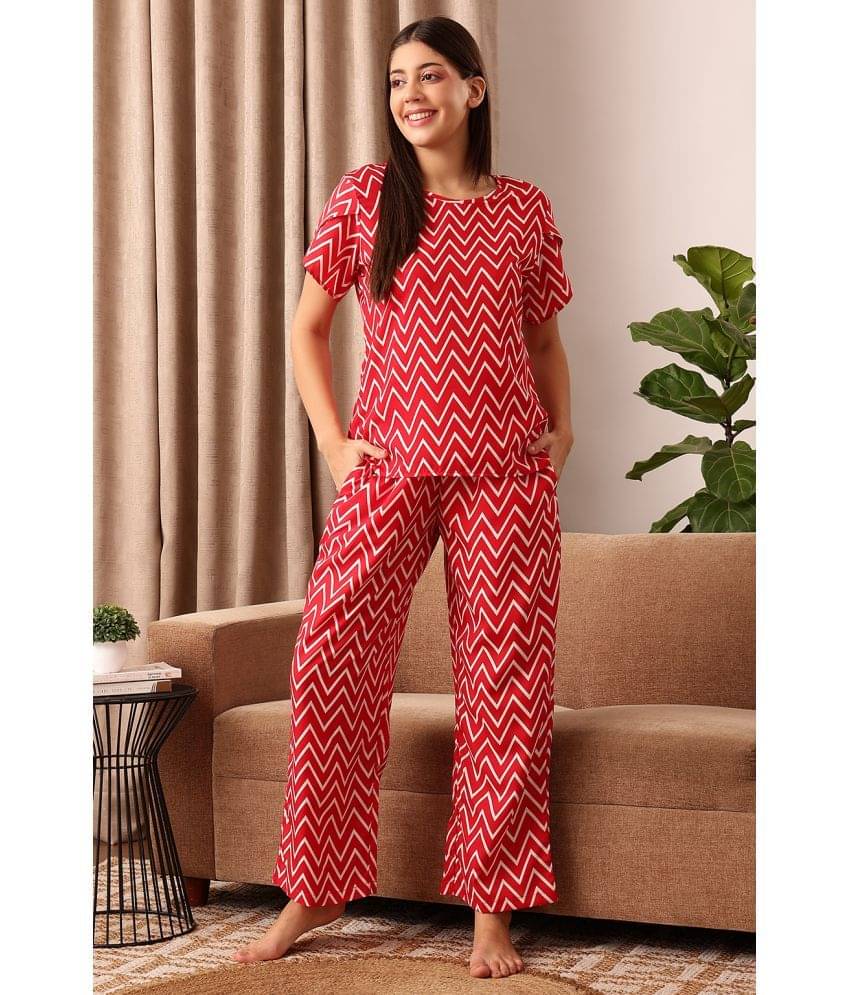     			Clovia Red Crepe Women's Nightwear Nightsuit Sets ( Pack of 1 )