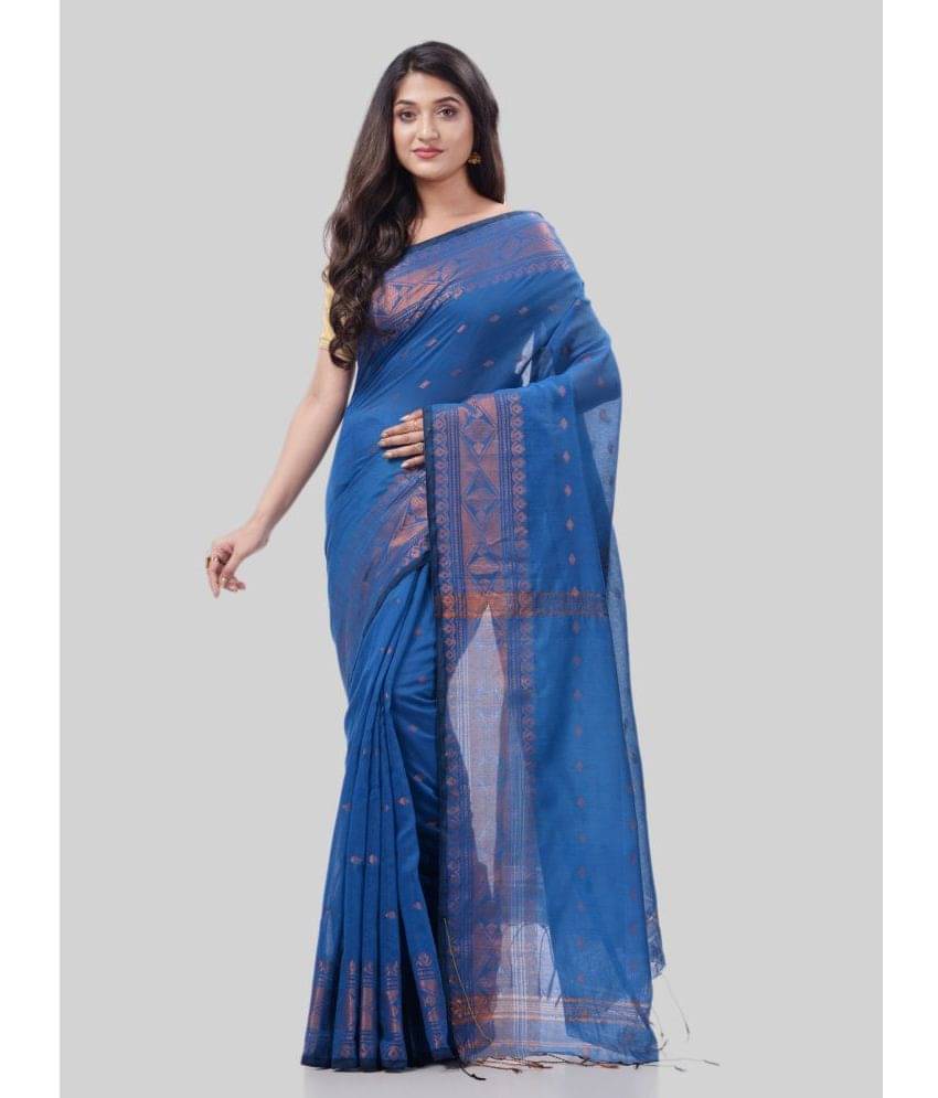 Desh Bidesh Cotton Silk Embellished Saree With Unstitched Blouse Piece ( Blue )     			Desh Bidesh Cotton Silk Embellished Saree With Unstitched Blouse Piece ( Blue )