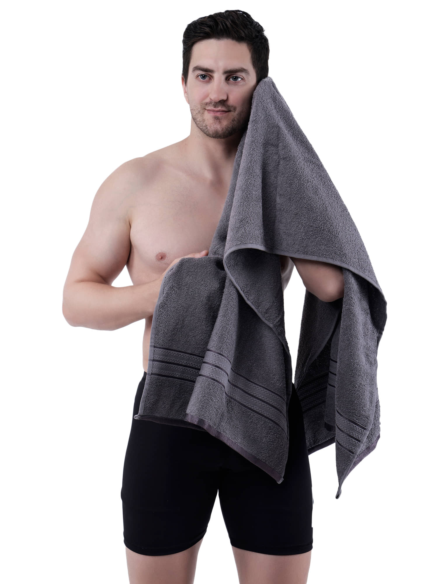 Dollar Cotton Striped 500 -GSM Bath Towel ( Pack of 1 ) - Dark Grey - Towels | Buy online on ZillyBuy