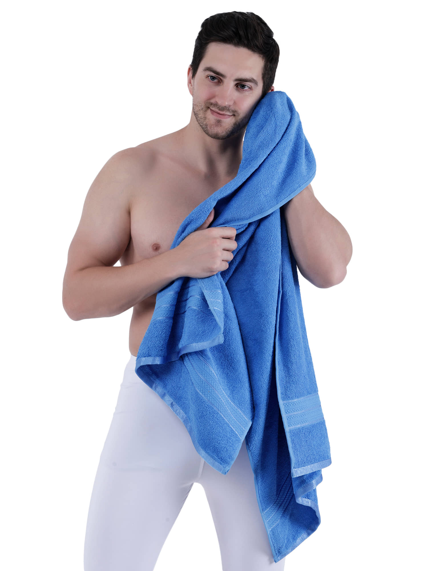 Dollar Cotton Striped 500 -GSM Bath Towel ( Pack of 1 ) - Blue - Towels | Buy online on ZillyBuy