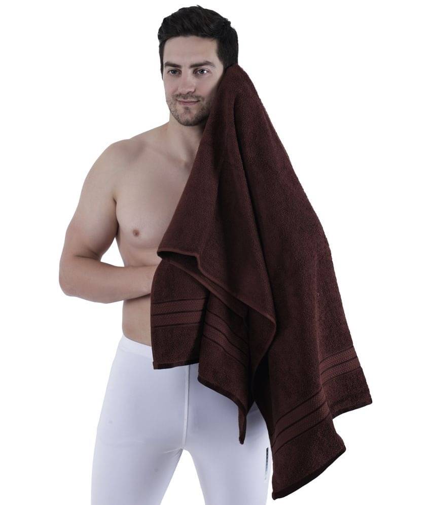     			Dollar Cotton Striped 500 -GSM Bath Towel ( Pack of 1 ) - Brown