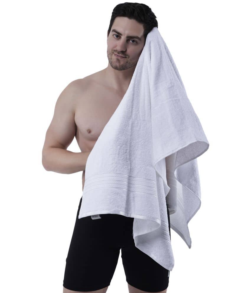 Dollar Cotton Striped 500 -GSM Bath Towel ( Pack of 1 ) - White - Towels | Buy online on ZillyBuy