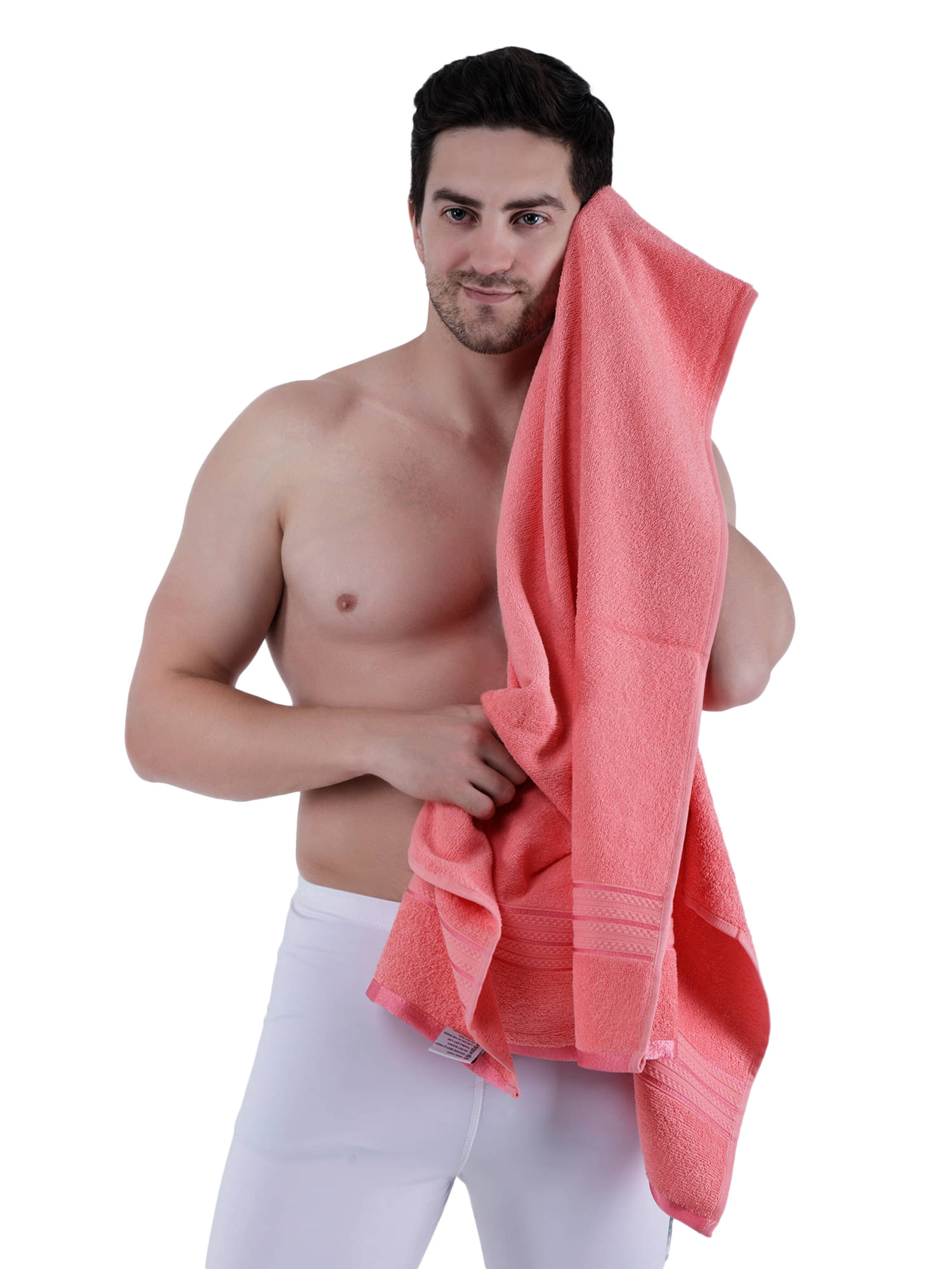     			Dollar Cotton Striped 500 -GSM Bath Towel ( Pack of 1 ) - Pink