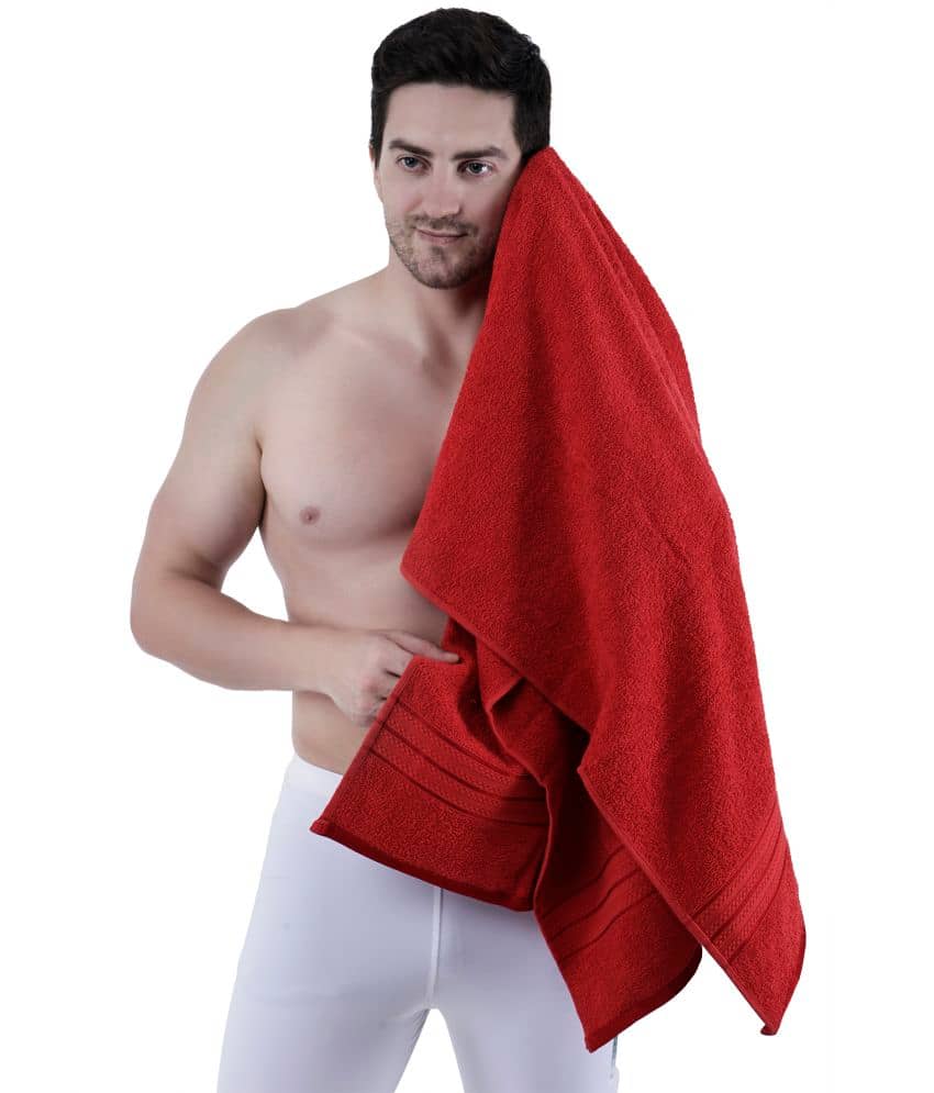 Dollar Cotton Striped 500 -GSM Bath Towel ( Pack of 1 ) - Red - Towels | Buy online on ZillyBuy