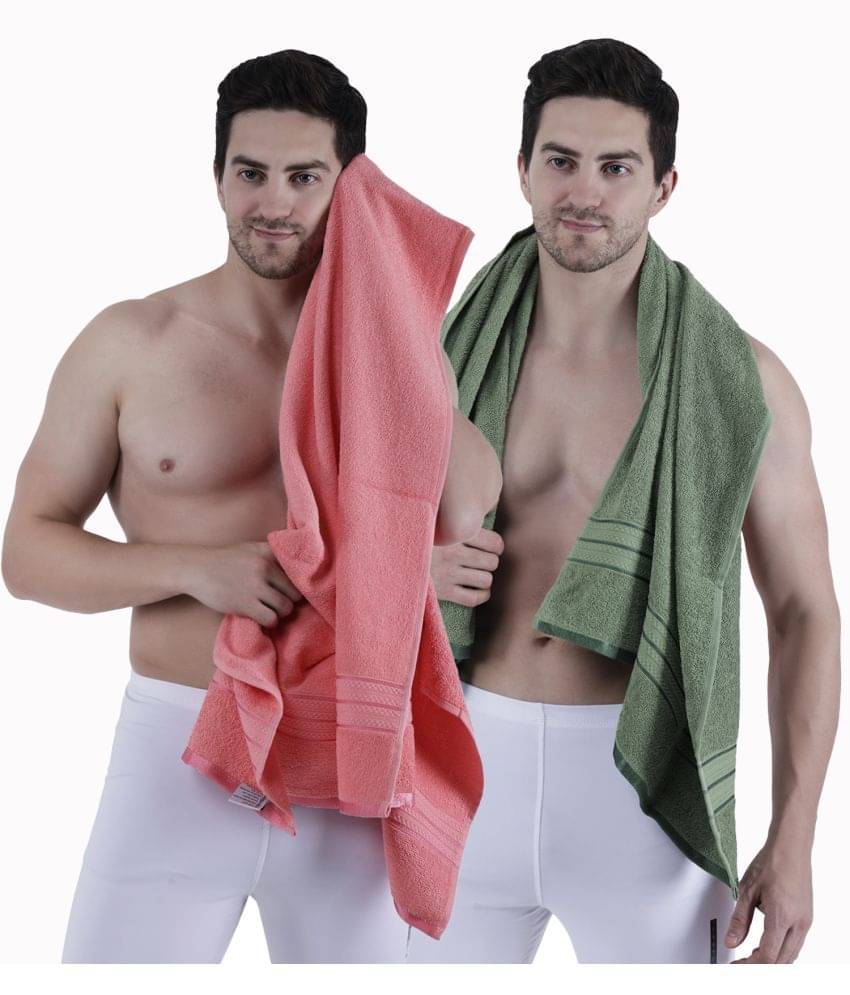     			Dollar Cotton Striped 500 -GSM Bath Towel ( Pack of 2 ) - Multicolor