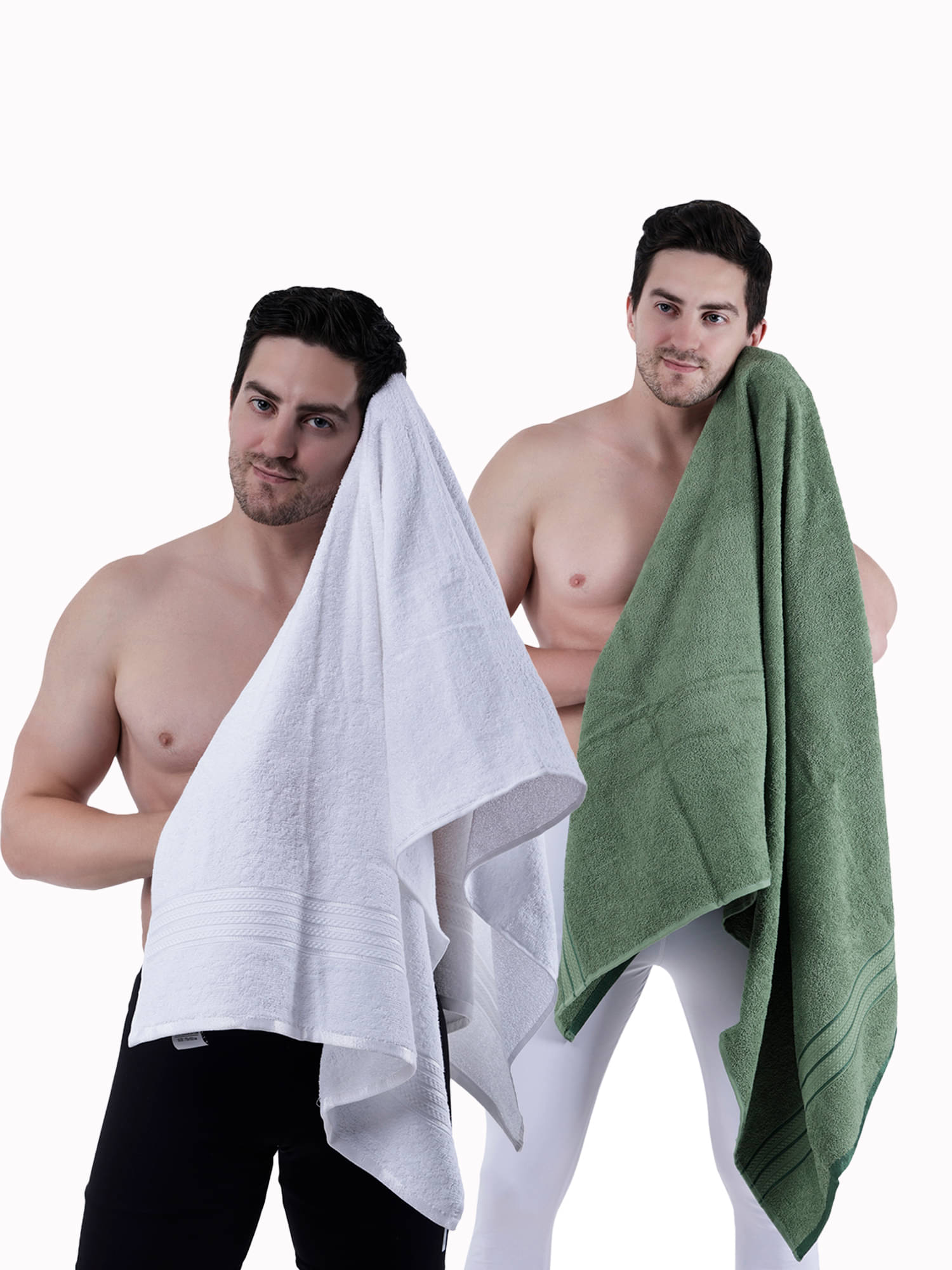    			Dollar Cotton Striped 500 -GSM Bath Towel ( Pack of 2 ) - Multicolor