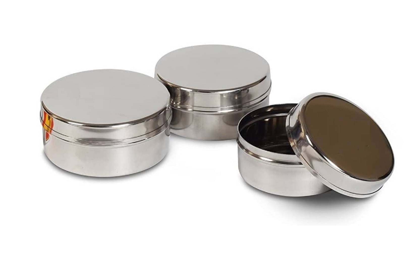     			Dynore Multi size dabbi Steel Silver Pickle Container ( Set of 3 )