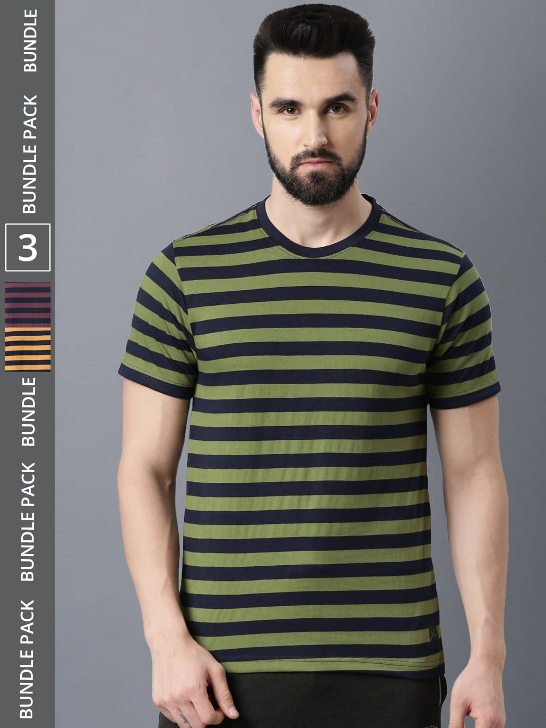     			Force NXT Pack of 3 Cotton Regular Fit Men's T-Shirt ( Multicolor )