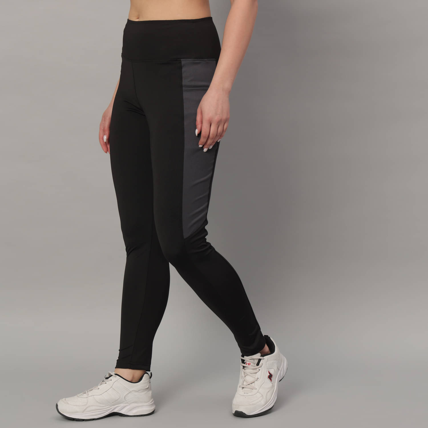     			Glito Black Poly Spandex Color Blocking Tights - Single