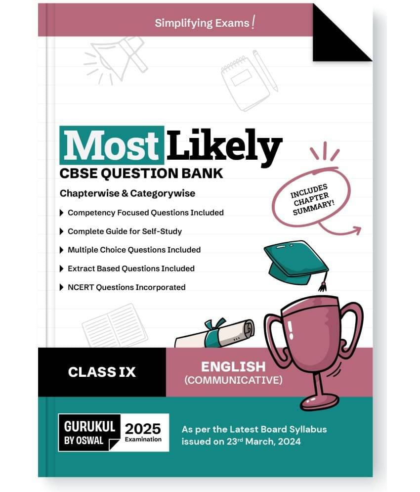 Gurukul By Oswal English Communicative Most Likely CBSE Question Bank for Class 9 Exam 2025 - Chapterwise & Categorywise, New Paper Pattern (MCQs, Ext Gurukul By Oswal English Communicative Most Likely CBSE Question Bank for Class 9 Exam 2025 - Chapterwise & Categorywise, New Paper Pattern (MCQs, Ext