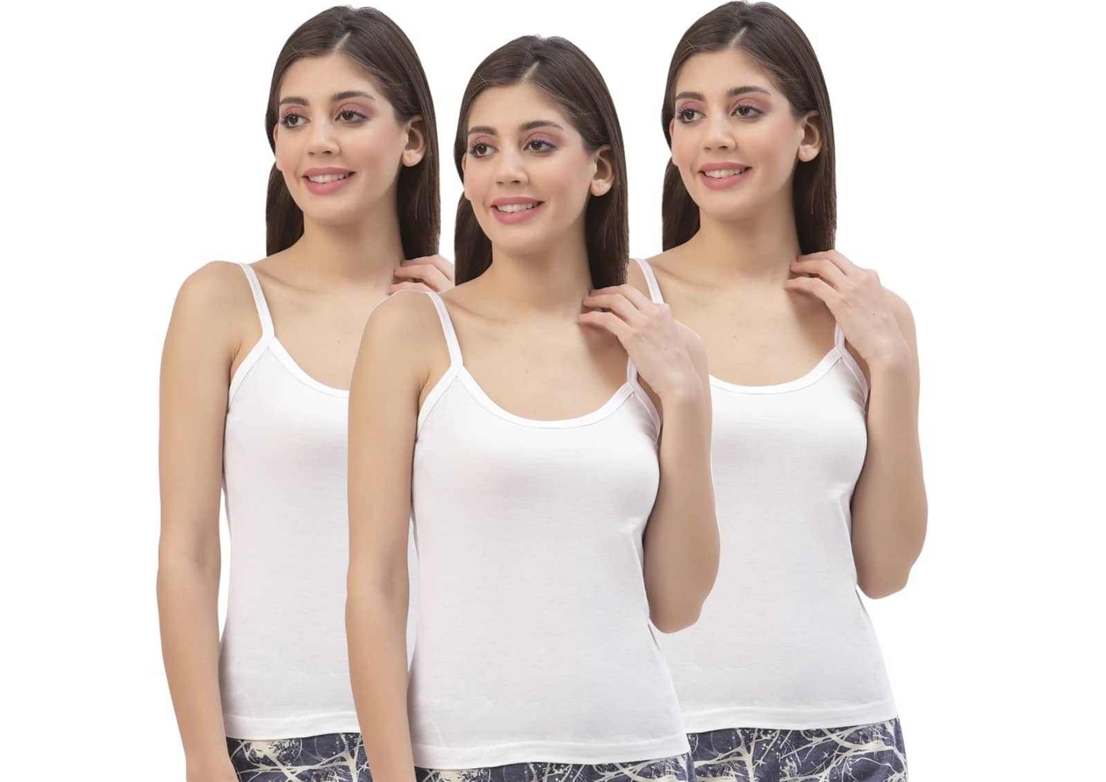 HAP Cotton Camisoles - White Pack of 3