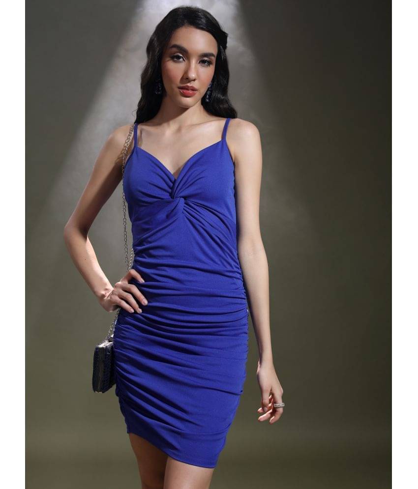     			Ketch Women Polyester Solid Bodycon Dress ( Blue )